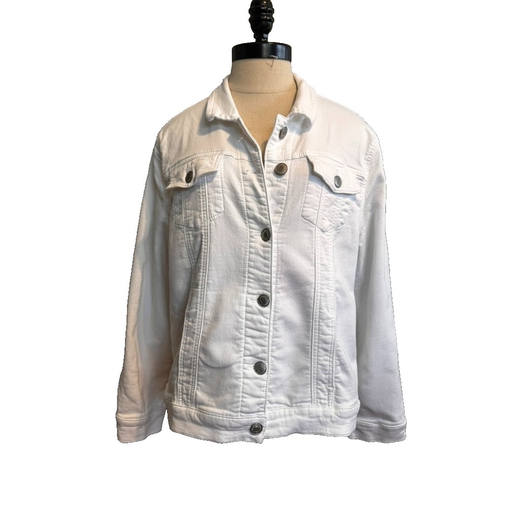 Buffalo David Bitton Womens XL Stretch Knit Terry "Denim" Jacket White Cotton - Picture 3 of 11